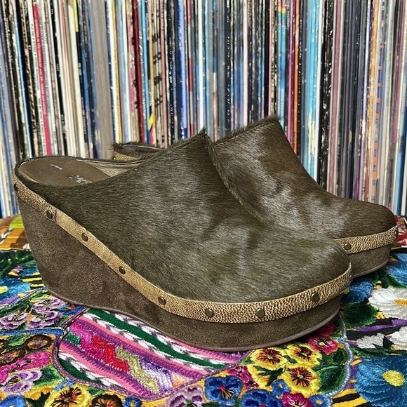 Antelope Collection Calf Hair Mules in Brownish Green Size 36 - Picture 3 of 10